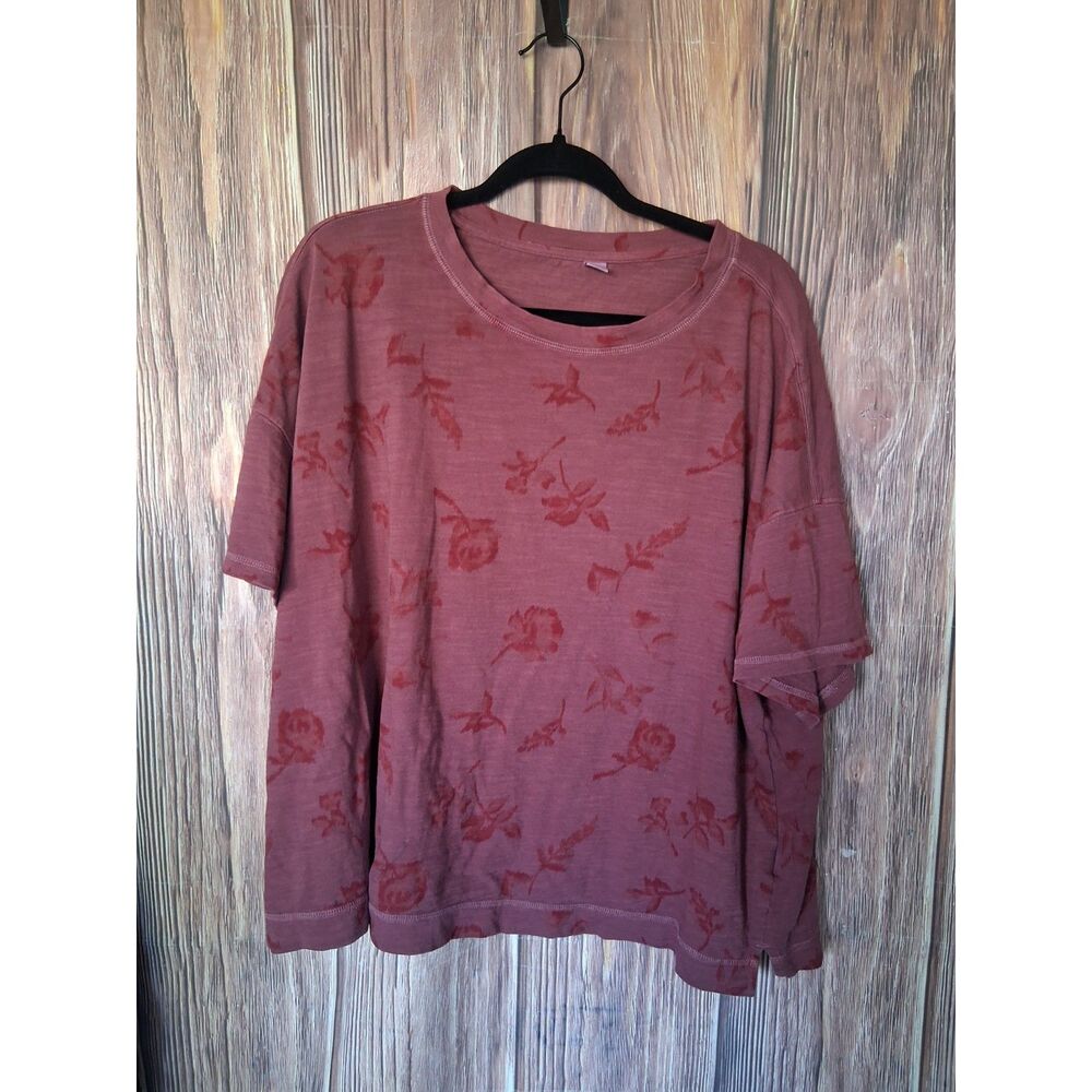 Old Navy short sleeve top mauve rose pattern size 2xl